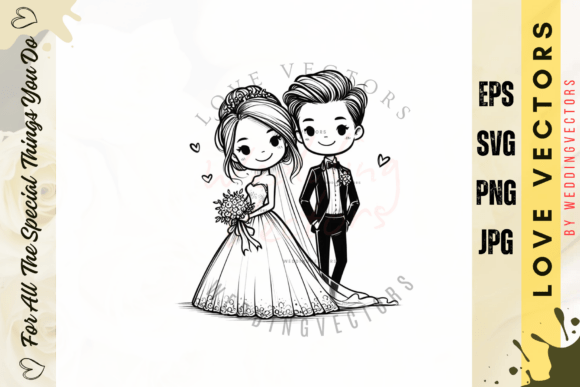 C4900: Elegant Wedding Couple & Love Vectors for Your Designs