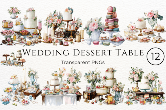 Enchant Your Designs: Watercolor Dessert Clipart Bundles