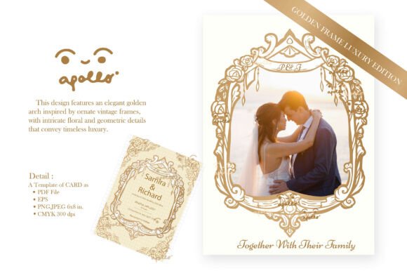 Golden Arch Elegance: Using Wedding Invitation Template Gold Set03