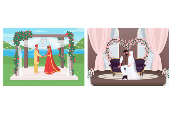 Indian and Muslim Wedding Illustrations: Capturing Cultural Beauty
