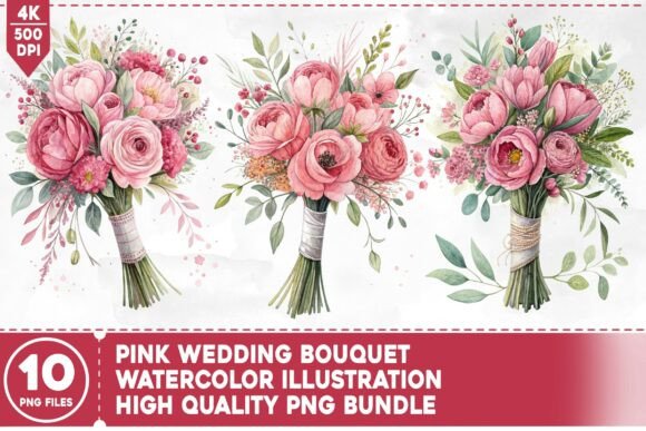 Stunning Pink Wedding Bouquet PNG Bundle for Your Creative Projects