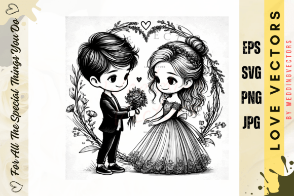 Wedding Couple and Love Vectors: A Romantic Design Asset