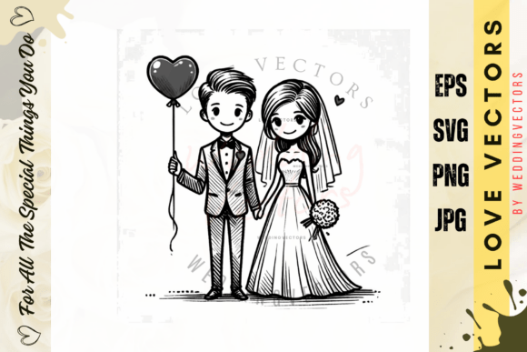 Wedding Couple and Love Vectors - C3813: Elegant Romance for Your Designs